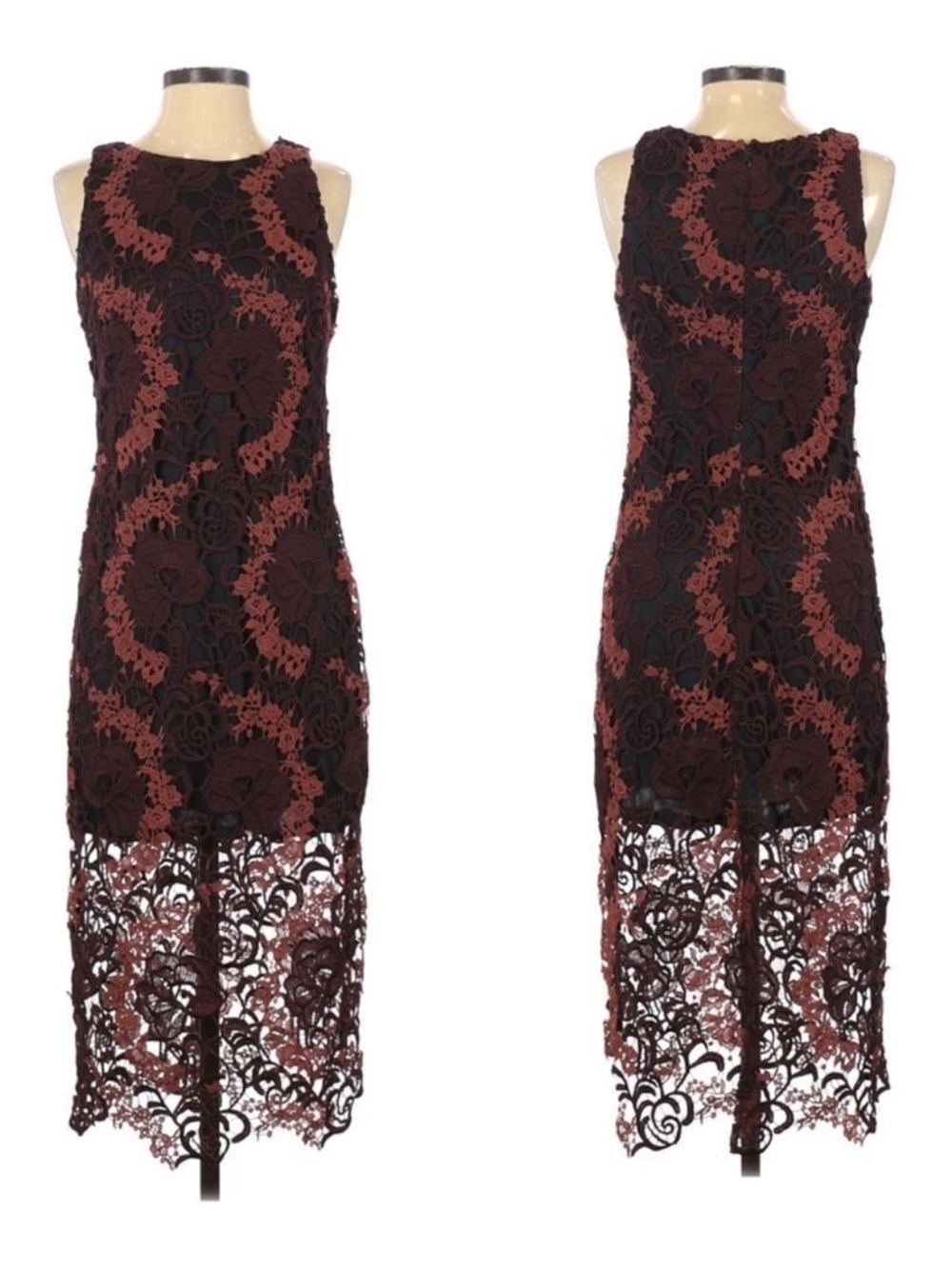 ALEXIA ADMORE Floral Crochet Lace Illusion Midi Dress S
